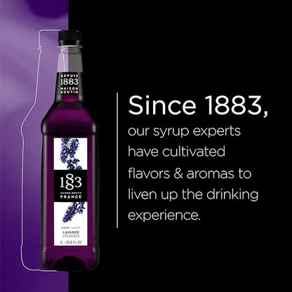 1883 Lavender Syrup for Drinks – Floral Flavoring Syrup for Coffee, Cocktails & Lemonades – 1 Liter Plastic Bottle – Made in France