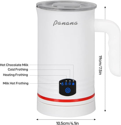 Electric Milk Frother, 4 in 1 Milk Steamer, 14.5oz/430ml Automatic Warm and Cold Foam Maker for Coffee,Latte, Cappuccino, Macchiato, Hot Chocolate (White)