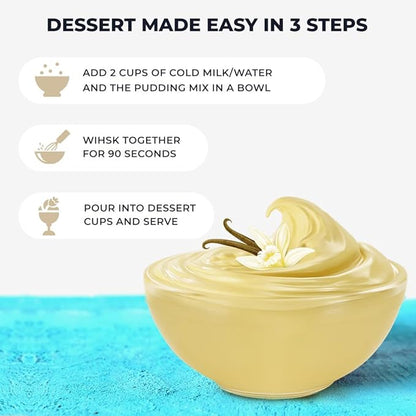 Natural Instant Pudding Mix - Delicious Chocolate & Vanilla Pudding Mix by Garden Desserts - Includes 1 Chocolate & 1 Vanilla. Quick Vegan Dessert, Gluten Free, Kosher 4 Oz (2 Pack, Variety)