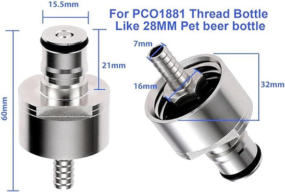 Homebrew Beer Stainless Steel Carbonation Cap Carbonator Fizzy Drinks Carbonation Cap For 2L Soda Pet Bottle Ball Lock Type CO2 Coupling Carbonate Soda Beer Fruit Juice Water