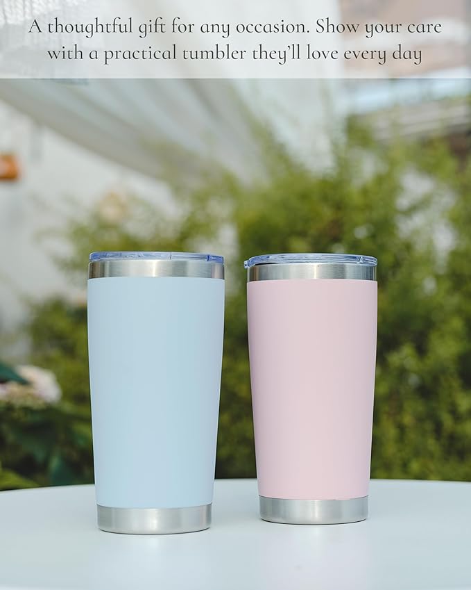 Travel Coffee Tumbler 20oz, 12 Pack Leakproof Travel Coffee Mug with Lid and Straw, Stainless Steel Double Wall Vacuum Insulated Tumbler for Hot/Iced Drinks (Textured Matte, Black)