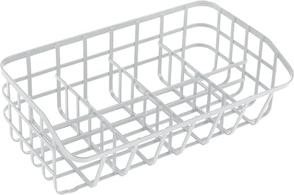 Tea Bag Organizer Caddy - Metal Tea Box Storage Holder for Cups, Pods, Packets, Condiment Accessories - White