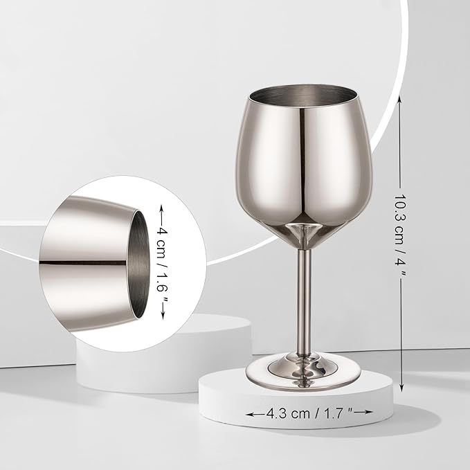 Shot Glasses, 2 oz Shot Glass Set, Stainless Steel Shot Glasses, Mini Wine Glass Perfect for Tasting Brandy,Suitable for family dinner party, bar tools, gifts(set of 2) (Silver)