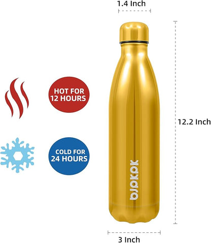 BJPKPK 25oz Insulated Stainless Steel Water Bottle BPA Free, Shining Gold