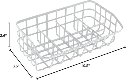 Tea Bag Organizer Caddy - Metal Tea Box Storage Holder for Cups, Pods, Packets, Condiment Accessories - White