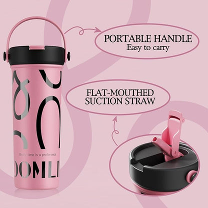 GOOM 20 oz Spill Proof Tumbler with Lid and Straw, Top Handle, Extended Tea Infuser, 6-Layer Insulation 18/10 Stainless Steel, Christmas Gifts for Mom Women Her, Teacher Gifts - Pink