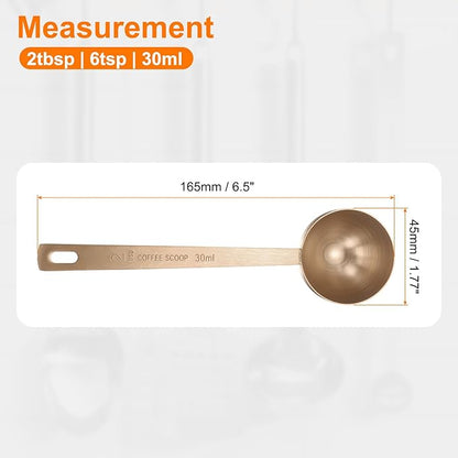 HARFINGTON 2pcs Coffee Scoop Spoon 2tbsp (6tsp, 30ml) 304 Stainless Steel Long Handle Teaspoon/Tablespoon Measuring Spoons Scoops for Tea Sugar Kitchen, Rose Gold