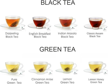 Octavius Gift's Select - Assorted Tea in Elephant Printed Wooden Box | 6 Flavors, 90 Tea Bags | Black & Green | Tea Gifts for Women & Men | Tea Variety Pack Gift Box