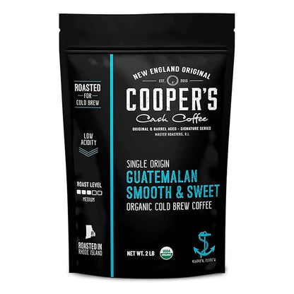 Organic Cold Brew Coffee - Guatemalan Coffee Beans Crafted For Cold Brewing - Whole Bean or Coarse Grind, Medium Roast, 2 lb