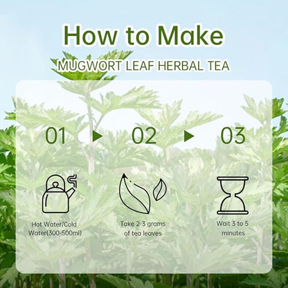 HANFANGLING Mugwort Tea, Natural Herbal Tea, Refreshing, Made from Premium Natural Mugwort Buds, Gift Tea (Loose Leaf)