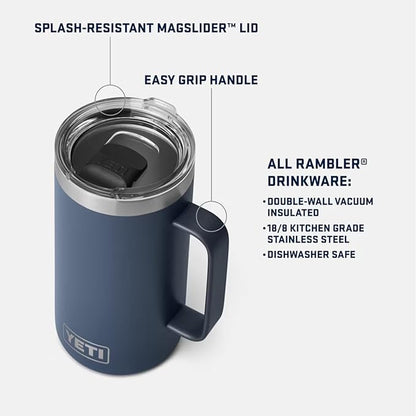 YETI Rambler 24 oz Mug, Vacuum Insulated, Stainless Steel with MagSlider Lid