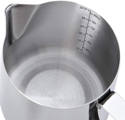 SIKEMAY Milk Frothing Pitcher Cup, 32oz/900ML Milk Frother Cup Stainless Steel Steaming Pitcher Milk Jug Coffee Latte Art Cappuccino Espresso Machine Accessories for Barista Steam Pitchers Tools