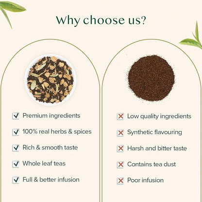 VAHDAM, Ginger Masala Chai Tea (50+ Cups,3.53oz) Authentic Indian Ginger Tea | Spiced Chai Tea Loose Leaf | Brew Hot, Iced Or Chai Latte | Vacuum Sealed Pack