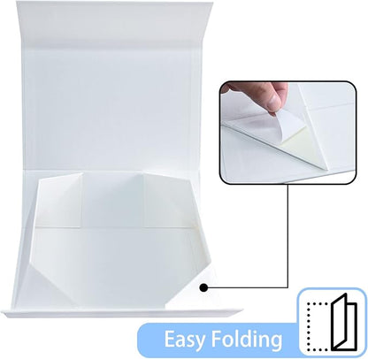 LIFELUM White Gift Box 13.85 x 8.35 x 4.45 inch Wedding Gifts Box for Bridesmaid Proposal Gifts for Gifts with Card, Ribbon, Shredded Paper Filler Shirt Boxes for Presents (1 Pcs)