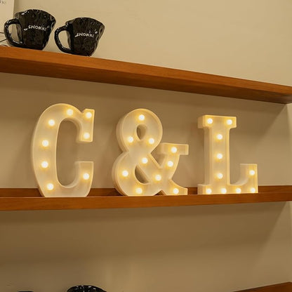 Foaky LED Letter Lights Sign Marquee Light Up Letters Sign for Night Light Wedding/Birthday Party Battery Powered Christmas Lamp Home Bar Decoration(C)