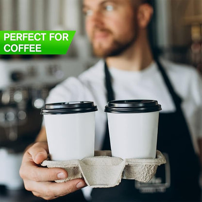 Smygoods White Disposable Paper Coffee Cups with Lids (10 OZ, 25 Count) For Hot Beverages, Tea, Espresso, Cocoa - To Go Drink Containers, Café & Office