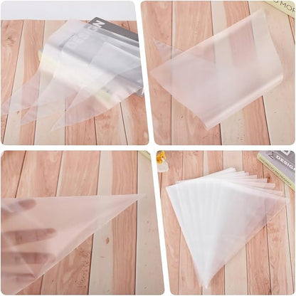 21 inch Large Piping Bags, AMBESTAR 100 Pcs Big Tipless Clear Plastic Disposable Pastry Bags for Frosting Decorating Cake Cupcake Cookie, Pro Long Thick Pastry Bag Essential Baking Tools