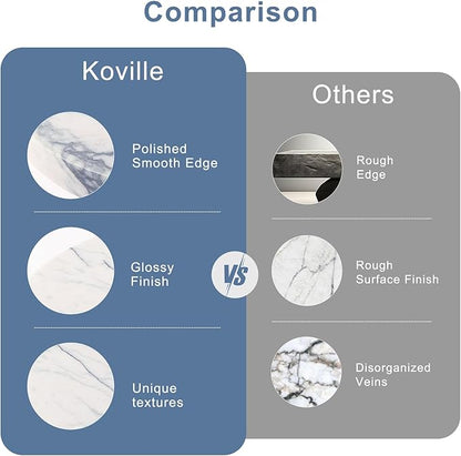 Koville White Marble Cutting Board Cheese Boards for Kitchen Countertop, Large Round Marble Charcuterie Board Pastry Boards for Kitchen Decor, Stone Tray Stone Slab for Home Decor