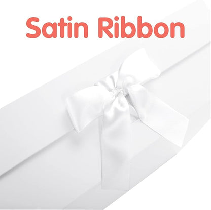 HAPPY POTATO 5 Large Gift Boxes with Lids and Ribbon 13.5x9x4.1 Inches, Bridesmaid Proposal Boxes, Magnetic White Gift Boxes for presents (Glossy White, Pack of 5)