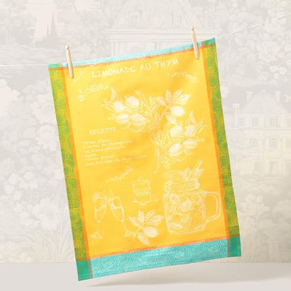 Garnier Thiebaut Limonade Au Thym Soleil (Sunny Lemonade with Thyme) French Kitchen Towel 22"x30", Cotton, Jacquard
