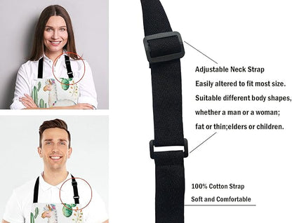 Llama Cacti Apron for Women and Men, Adjustable Kitchen Chef Apron for Cooking Baking - Cute Birthday, Anniversary, Mother's Day Apron Presents for Mom Wife Girlfriend Aunt Grandma