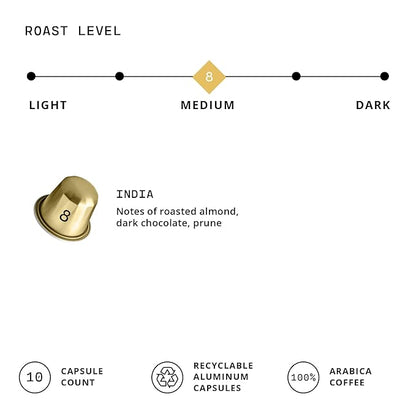 Atlas Coffee Club Espresso Pods Compatible with Nespresso Original– Medium Roast (10 Count)– Aluminum Capsules from India– Intensity 8