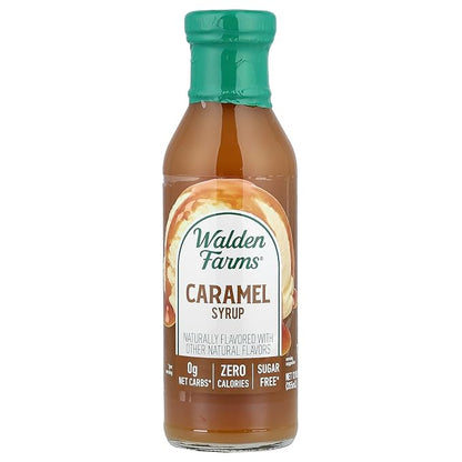 Walden Farms Caramel Syrup – Perfect for Coffee, Desserts, Ice Cream – Zero Calorie, Sugar-Free, Low Carb, Keto-Friendly, Gluten-Free, Vegan – 12 oz Bottle