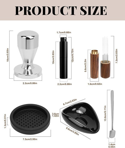 6pcs Espresso Accessories Kit, Barista Kit Espresso Tools Stainless Steel Machine Accessories Coffee Tamper Set for Kitchen, Home Coffee