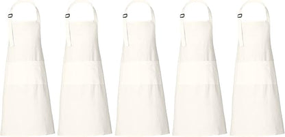 RAJRANG 100% Cotton Cooking Apron with 3 Pockets Kitchen Chef BBQ Adjustable Bib Aprons for Women Men