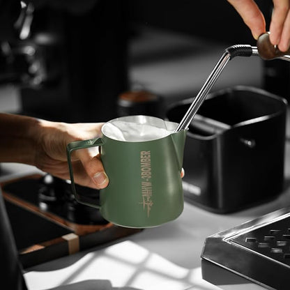 MHW-3BOMBER Milk Frothing Pitcher 16.9oz/500ml Espresso Steaming Pitcher Stainless Steel Frothing Cup Capuccino Latte Art Pitcher, Green P5029-OS