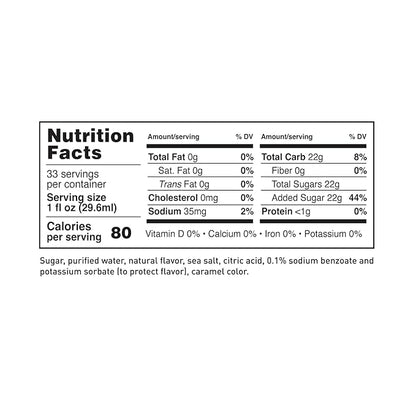 LAVA Premium Salted Caramel Syrup, Sea Salt Caramel Coffee Sweetener, 33.8oz (1-Liter), Made with 100% Sugar, No Artificial Sweeteners, Flavors, or Colors. (1-Pack)
