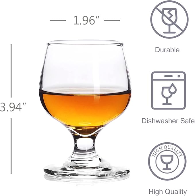 Shot Glasses, 5oz Glass Set of 6/Clear Glasses/Cute Glasses/Perfect for Tasting Brandy/Glass Snifters, 6 Count (Pack of 1)