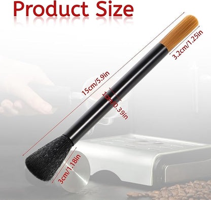 Giantree Dual Head Coffee Brush, Coffee Grinder Brush, Dusting Espresso Brush Coffee Grinder Cleaner, Barista Tools for Coffee Machine Toaster Cleaning(Black)