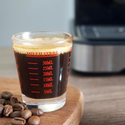 Shot Glasses Measuring cup 2018 Liquid Heavy Glass Wine Glass Espresso Shot Glass 26-Incremental Measurement 1oz, 6 Tsp, 2 Tbs, 30ml (2 pack-red 30ml)