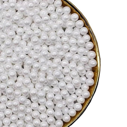 Sprinkles Pearl Sugar 7mm Candy 120g/ 4.2oz Baking Edible Cake Decorations Cupcake Toppers Cookie Decorating Ice Cream Toppings Celebrations Shaker Jar Wedding Shower Party Christmas Supplies White