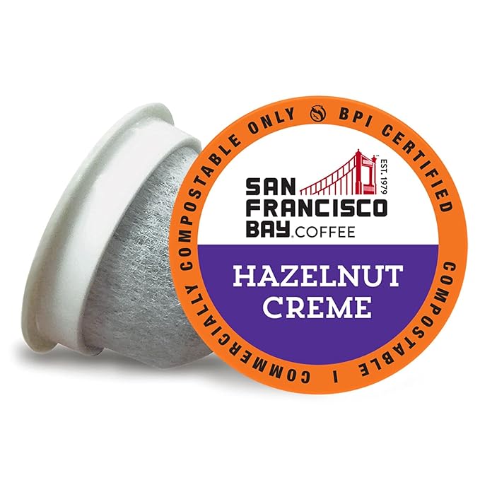 San Francisco Bay Compostable Coffee Pods - Hazelnut Crème (36 Ct) K Cup Compatible including Keurig 2.0, Flavored, Medium Roast