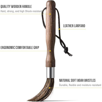 Coffee Brush Coffee Grinder Cleaning Brush Coffee Grinder Brush Natural Boar Bristles Walnut Handle with Suspension Band, Professional Equipment for Your Barista Home Kitchen