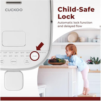 CUCKOO CWP-A501TW 5-Liter Hot Water Dispenser & Warmer with 4 Operating Modes, Chlorine Evaporation, Child Lock Function (White/Gray)