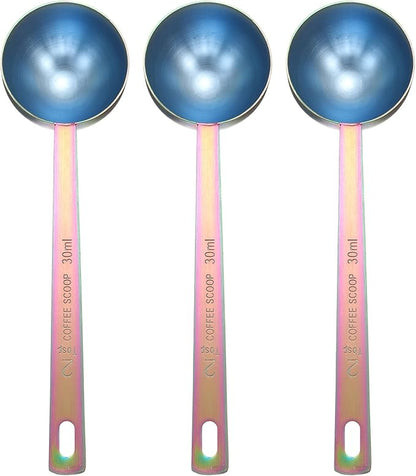 HARFINGTON 3pcs Coffee Scoop Spoon 2tbsp (6tsp, 30ml) 304 Stainless Steel Long Handle Teaspoon/Tablespoon Measuring Spoons Scoops for Tea Sugar Kitchen, Multicolor