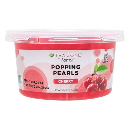 Tea Zone [1 Pound] Cherry Popping Pearls, Bursting Pearls for Teas, Shakes, Smoothies, Dessert Toppings