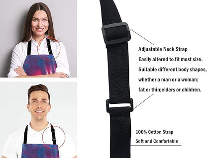 Tie Dye Kitchen Cooking BBQ Chef Apron,Funny Apron for Men, Women - Dad Presents, Presents for Men - Birthday, Mothers Day Presents for Mom, Wife, Husband, Brother, Friends