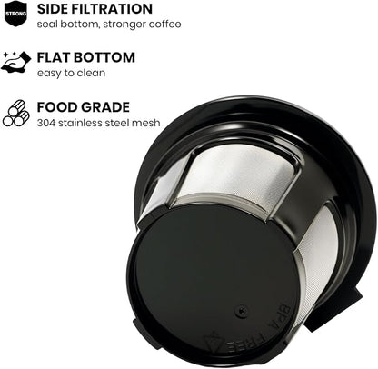 4-Pack Roogaluckeep Reusable K Cup for Keurig, Black BPA Free Refillable K-Cup Pod Coffee Filters, Universal Fit Refillable Coffee Filters for 1.0 and 2.0 Keurig Coffee Makers