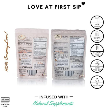 Leaner Creamer Coconut Creamer with Superfood Ingredients – Non-Dairy, Sugar-Free Powdered Coffee Creamer – Mocha & Hazelnut Bundle – 280g Each