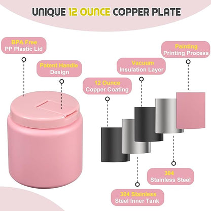 26oz Soup Thermo for Hot Food Kids with Buckle Lid Insulated Vacuum Food Jar Wide Mouth Leakproof Stainless Steel Lunch Container (Pink)