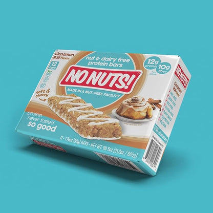 No Nuts! Cinnamon Roll Flavor Snack Bars - 100% Nut-Free Dairy Free Vegan Protein Bars, Protein + Energy Bars, Organic, Kosher, Egg-Free, Non-GMO & Dairy-Free Protein Bars 12 Count
