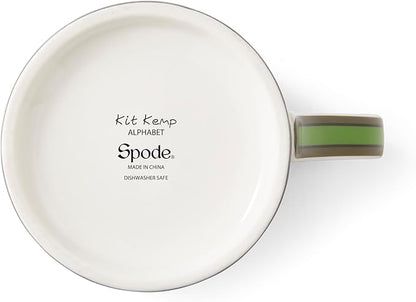 Spode Kit Kemp Alphabet Mug - Letter J Monogram in Fine China, 12oz Ceramic Coffee Cup for Hot Drinks, Personalized Drinkware for Unique Gifts, Dishwasher Safe Tea or Coffee Mug - Gift Box Included