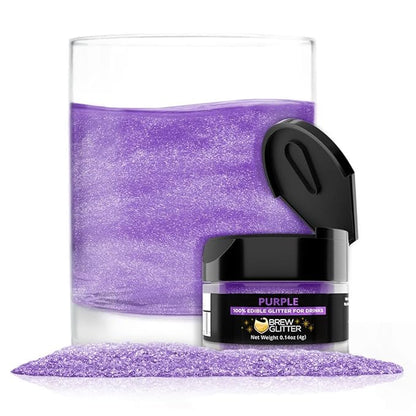 Brew Glitter Purple Edible Drink Glitter 1x 4g Jar for Cocktails, Beer, & Beverages