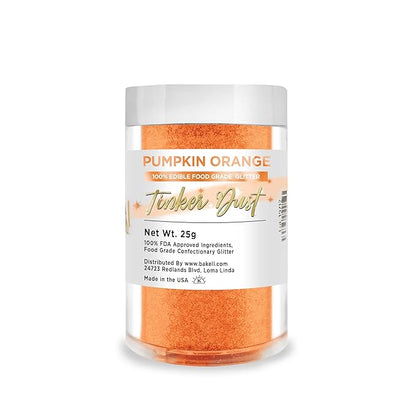 Tinker Dust - Pumpkin Orange (25g 1x Jar) | Edible Glitter for Cakes, Cupcakes, Cake Pops, Drinks, Desserts by Bakell