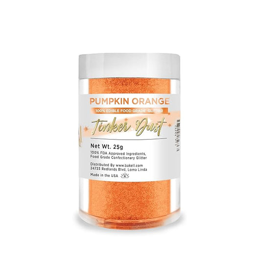 Tinker Dust - Pumpkin Orange (25g 1x Jar) | Edible Glitter for Cakes, Cupcakes, Cake Pops, Drinks, Desserts by Bakell