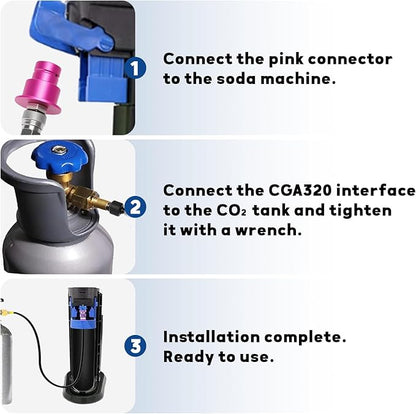 MEASUREMAN CO2 Adapter Kit with CGA320 Connector & 60-Inch Hose, Quick Connect Refill Adapter for Soda Makers/Soda Machines